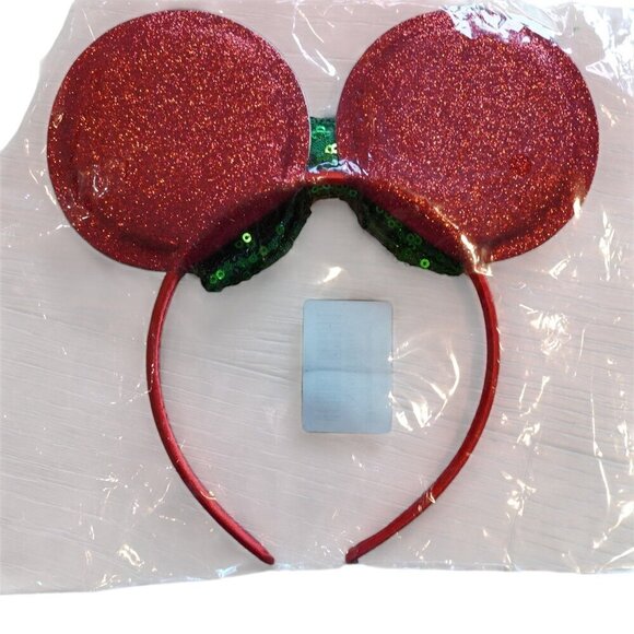 NWT Disney Red & Green Sequin Minnie Mouse Headband Christmas Holiday‎ - Picture 4 of 4